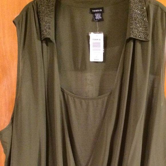 TORRID TWOFER BEADED OLIVE CHIFFON 5C NWT - Picture 6 of 7
